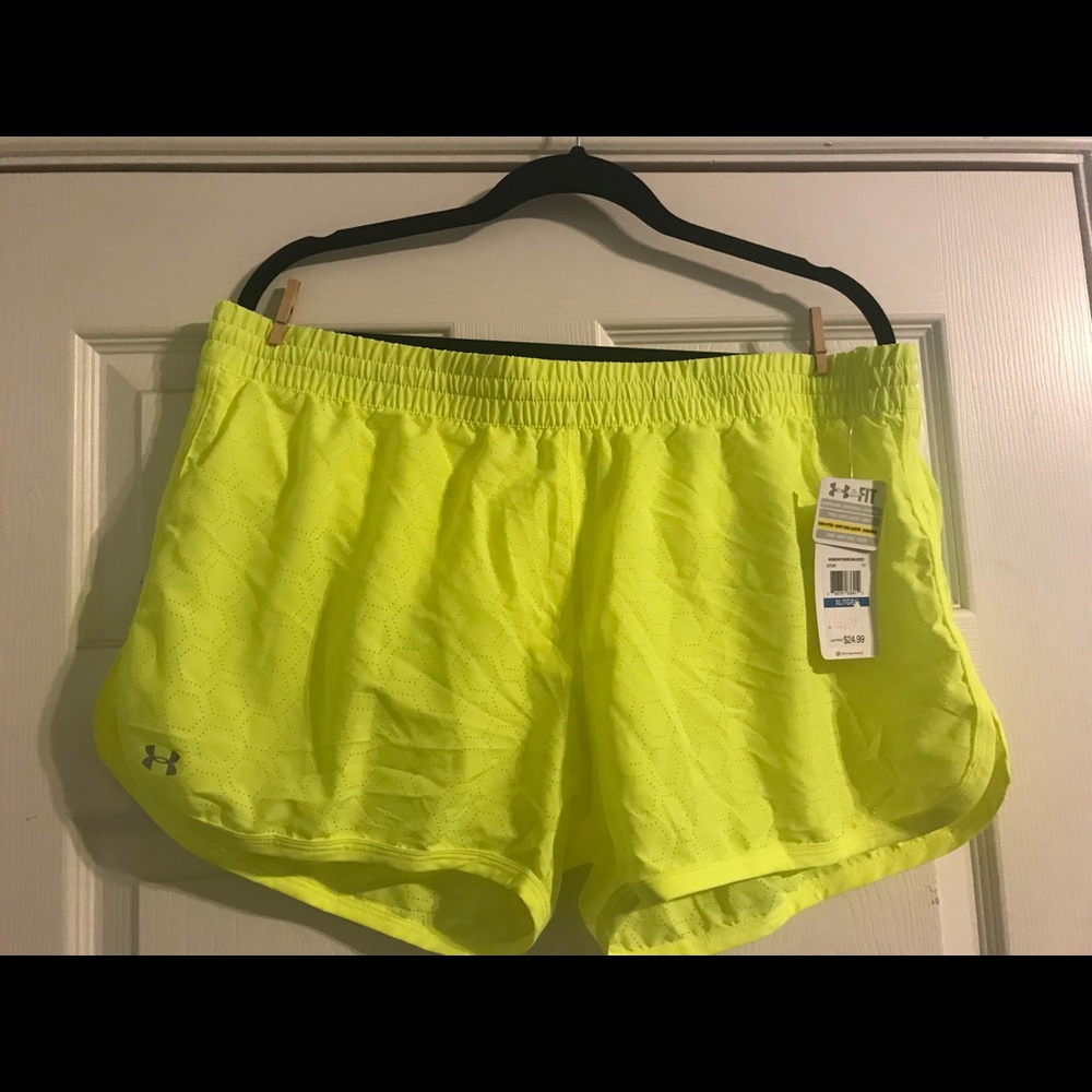 Under Armour Neon Yellow Running Shorts Size XL